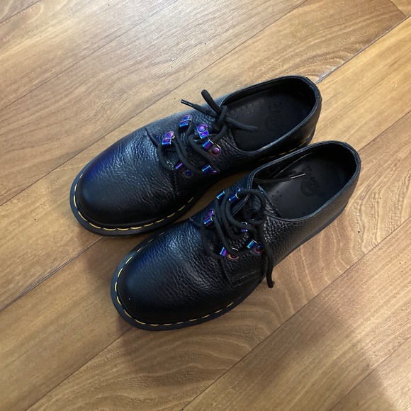 Dr. Martens 1461 Iridescent Hardware Black Milled Napa Leather Oxfords Women 7 - Picture 2 of 16